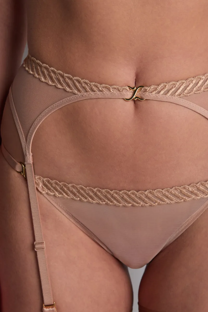 Sexy Lingerie | Luxury French Lingerie>Aubade Sheer Emotion Suspender SheerEmotionSand