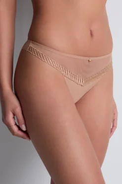 Sexy Lingerie | Luxury French Lingerie>Aubade Sheer Emotion Tanga SheerEmotionSand