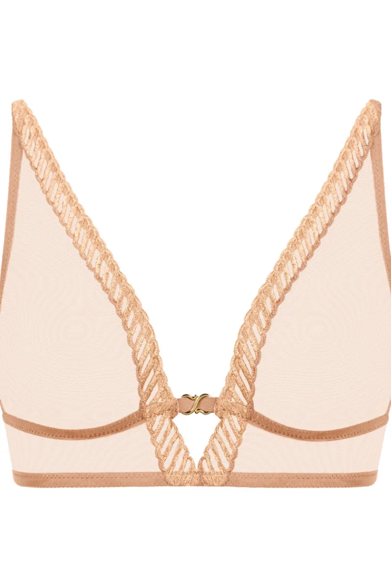 Sexy Lingerie | Luxury French Lingerie>Aubade Sheer Emotion Wireless Triangle Bra SheerEmotionSand