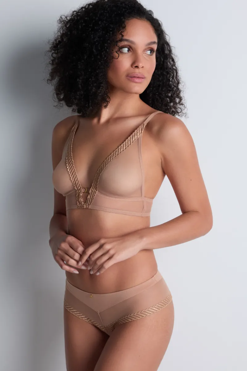 Sexy Lingerie | Luxury French Lingerie>Aubade Sheer Emotion Wireless Triangle Bra SheerEmotionSand