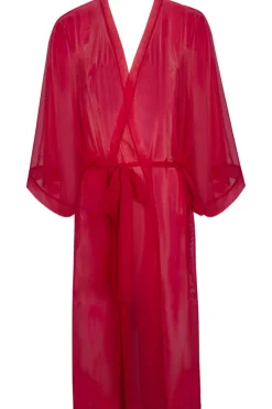 Kimonos & Robes | Red Lingerie>Lise Charmel Sheer Mid-Length Red Robe NudeSolaire