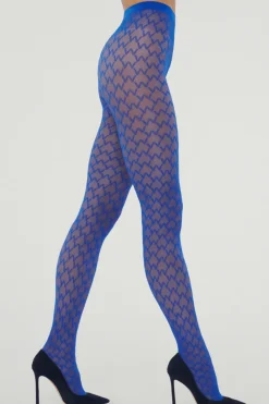 Patterned Tights>Wolford Sheer W Tights Electric Blue