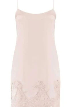 Silk Nightwear | Nighties, Babydolls & Chemises>Fleur of England Signature Silk & French Lace Babydoll, Size L (UK 12-14) Blush
