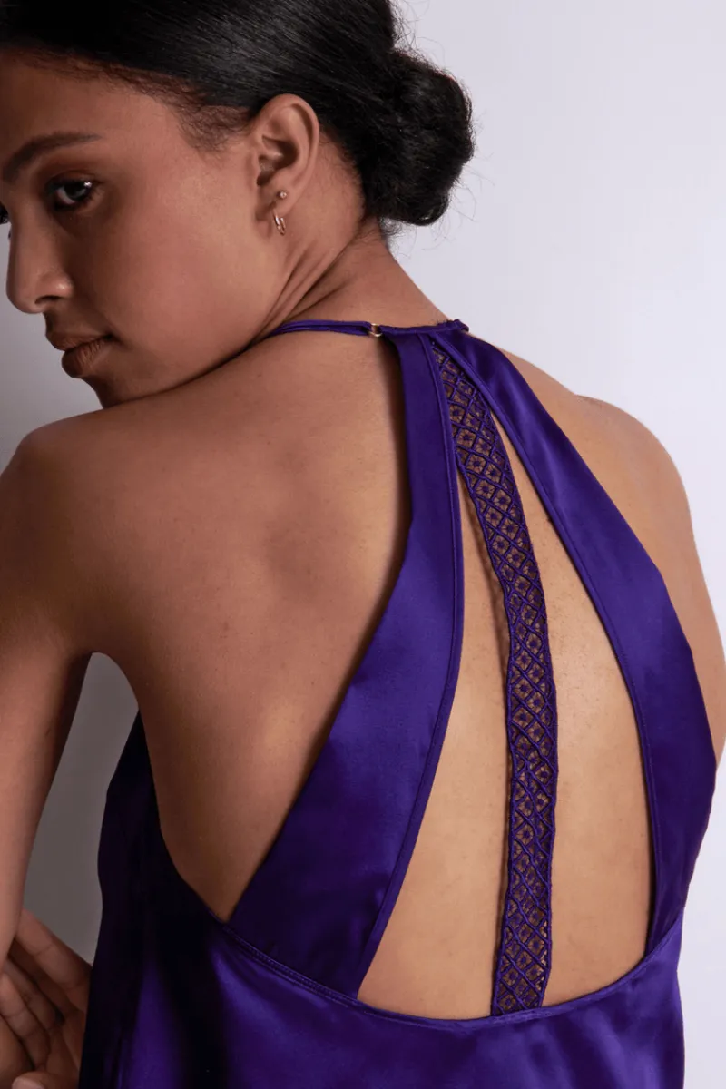 Silk Nightwear | Pyjama Tops>Aubade Silk Desire Top Ultraviolet