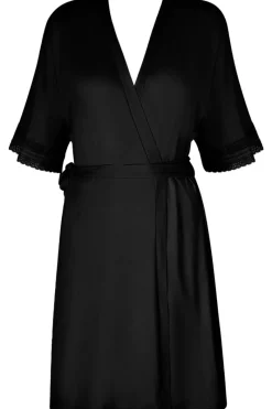 Kimonos & Robes | Mother's Day>Antigel Simply Graphic Mid-Length Robe in Black