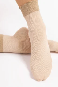 £30 And Under>FiORE Spina Herringbone Pattern Socks 40 Denier