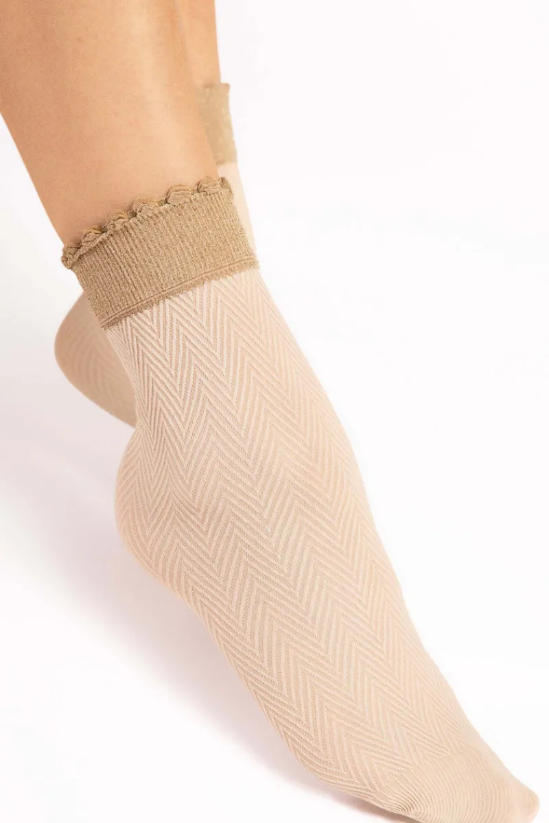 £30 And Under>FiORE Spina Herringbone Pattern Socks 40 Denier