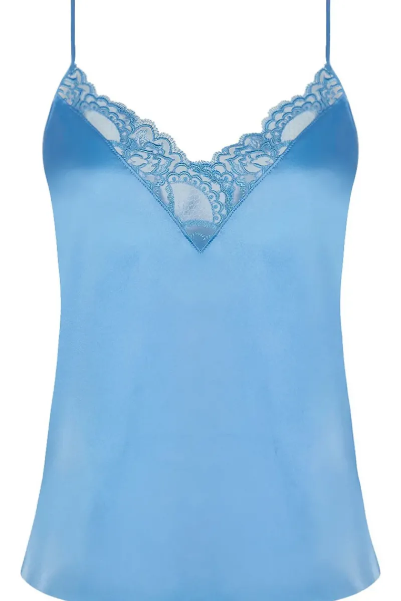 Mother's Day | Pyjama Tops>Lise Charmel Sublime En Dentelle Silk Camisole in Blue AzurSublime