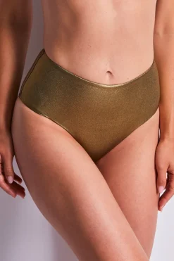 Sexy Lingerie | Luxury French Lingerie>Aubade Sunlight Glow High Waist Bikini Bottom AntiqueGold