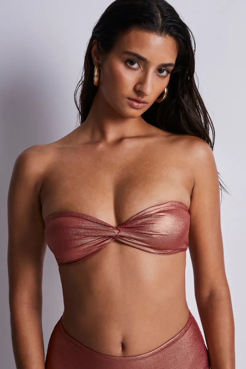 Sexy Lingerie | Luxury French Lingerie>Aubade Sunlight Glow Moulded Bandeau Bikini Top Cuivre