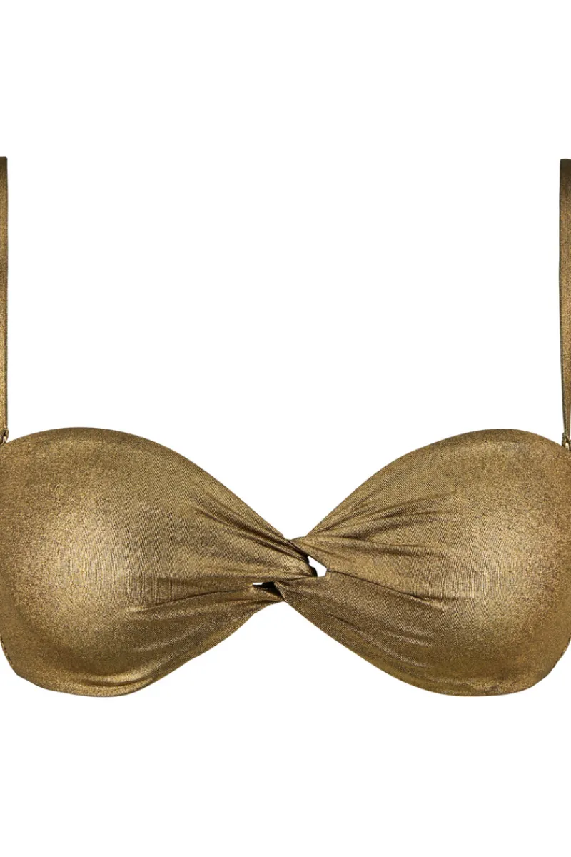 Sexy Lingerie | Luxury French Lingerie>Aubade Sunlight Glow Moulded Bandeau Bikini Top AntiqueGold