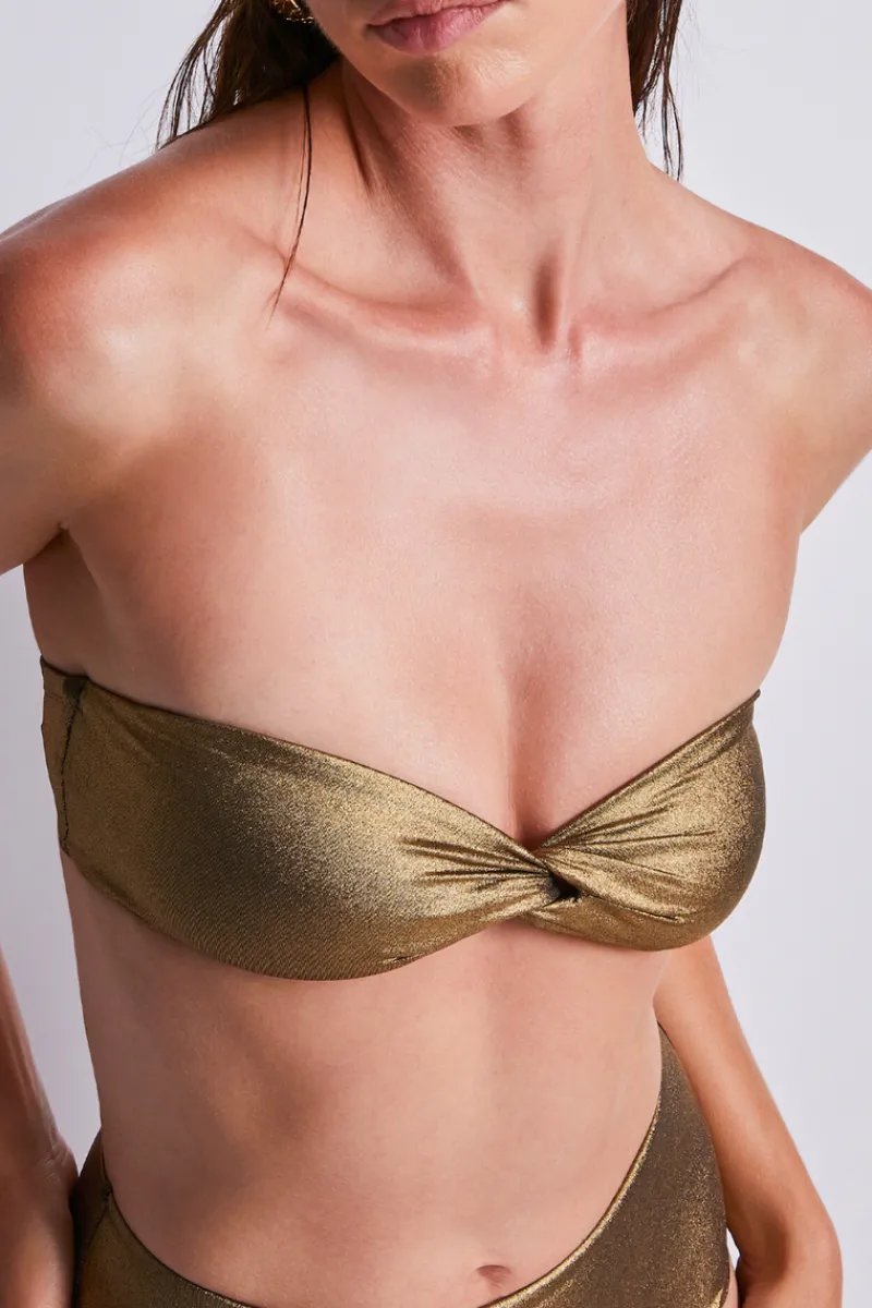 Sexy Lingerie | Luxury French Lingerie>Aubade Sunlight Glow Moulded Bandeau Bikini Top AntiqueGold