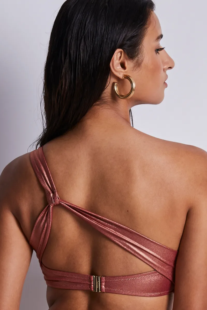 Sexy Lingerie | Luxury French Lingerie>Aubade Sunlight Glow One Shoulder Bikini Top Cuivre