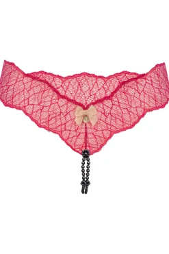 Red Lingerie | Sexy Lingerie>Bracli Sydney Daisy Dark Double Pearl Thong in Red