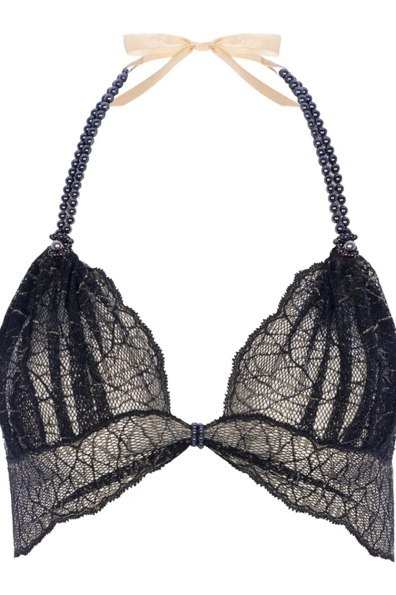Sexy Lingerie | Halterneck Bras>Bracli Sydney Daisy Dark Pearl Bra Black