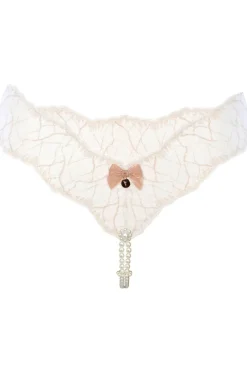 Bridal & Honeymoon Lingerie | Sexy Lingerie>Bracli Sydney Daisy Double Pearl Thong Ivory