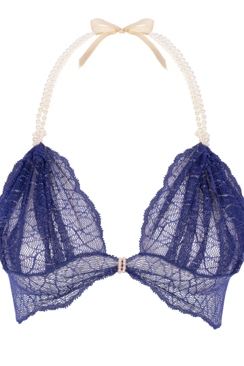Sexy Lingerie | Halterneck Bras>Bracli Sydney Daisy Pearl Bra in Blue
