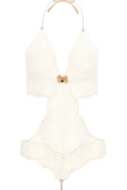 Pearl Thong Bodysuits | Bridal & Honeymoon Lingerie>Bracli Sydney Daisy Single Pearl Body Ivory