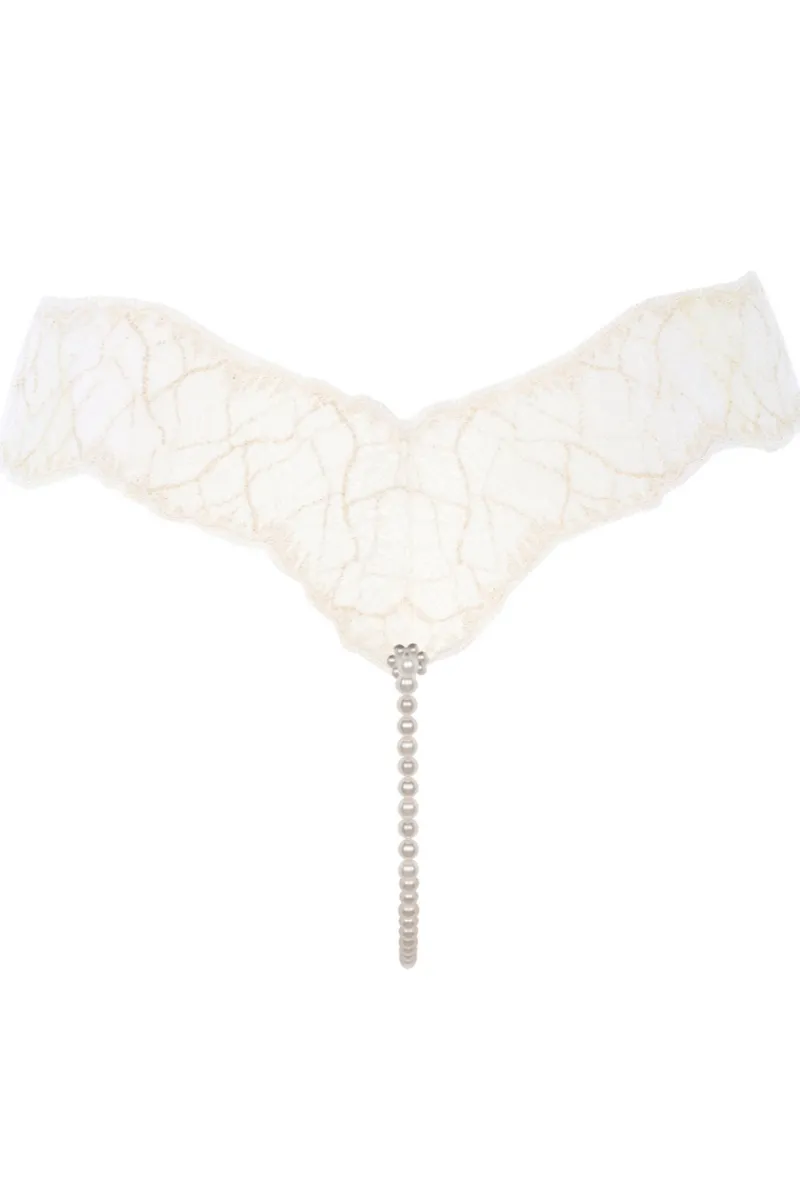 Bridal & Honeymoon Lingerie | Sexy Lingerie>Bracli Sydney Daisy Single Pearl Thong in Ivory