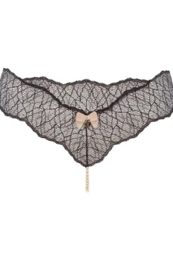 Sexy Lingerie | Pearl Knickers & Thongs>Bracli Sydney Single Pearl Thong Black, Size XL