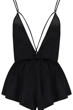 Silk Nightwear | Bodysuits & Playsuits>Coco de Mer Sylph Silk Teddy Black