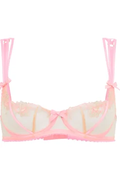 Sheer Lingerie | Balconette Bras & Demi Bras>Agent Provocateur Tessy Balconette Bra Pink/Sand