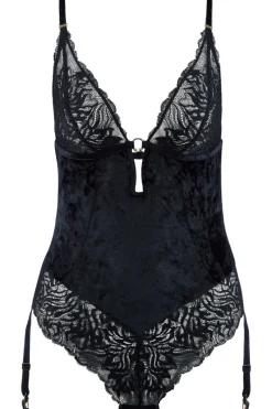 Sexy Lingerie | Luxury French Lingerie>Aubade The Night Before Suspender Bodysuit BlackBird