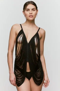 Ready To Wear | Harnesses>Sarda Tomorrowland x Greta Fringe Top in Black