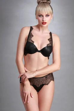 Push Up Bras | Underwired Bras>Prelude Tresor Push Up Bra With Swarovski Crystals (A-C sizing) Black