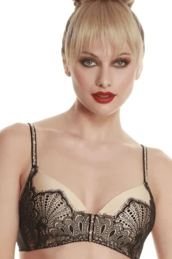 Wireless Bras>Prelude Tresor Wireless Bra with Swarovski Crystals (B-D sizing) Black/Nude