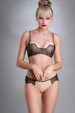 Wireless Bras>Prelude Tresor Wireless Bra with Swarovski Crystals (B-D sizing) Black/Nude