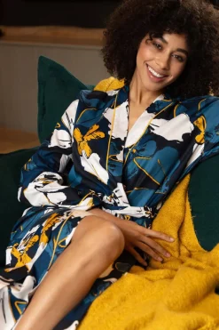 Kimonos & Robes>Cyberjammies Verity Floral Print Long Dressing Gown, Size UK 8 Multi