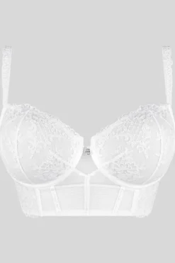 Luxury French Lingerie | Underwired Bras>Louisa Bracq Victoria Semi-Bustier Bra White