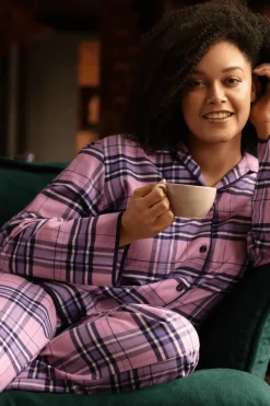 Pyjama Sets | 2 Piece Lingerie Sets>Cyberjammies Violet Check Pyjama Top & Pants