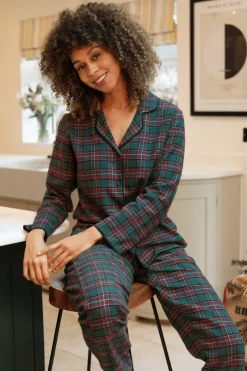 Pyjama Tops | £30 And Under>Cyberjammies Whistler Check Pyjama Top, Size UK 8 GreenMix