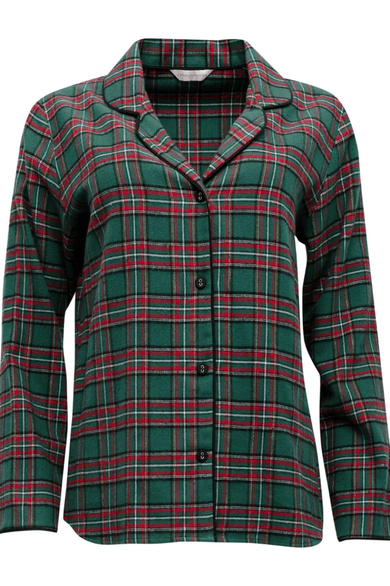 Pyjama Tops | £30 And Under>Cyberjammies Whistler Check Pyjama Top, Size UK 8 GreenMix