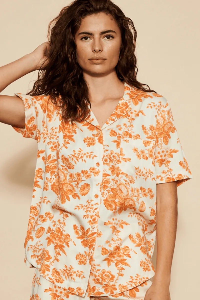 Pyjama Tops | Ready To Wear>Underprotection Wilda Short Sleeve Pyjama Shirt Orange