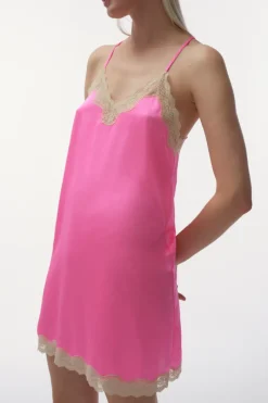 Nighties, Babydolls & Chemises | Ready To Wear>Love Stories Willow Satin Slip Dress Neon Pink