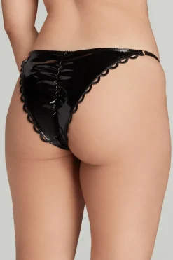 Crotchless Lingerie | Sheer Lingerie>Agent Provocateur Zarya PVC Ouvert Brief, Size 5 (UK 14) Black