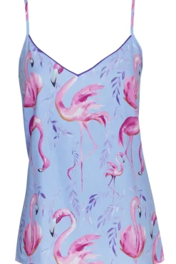 Pyjama Tops | £30 And Under>Cyberjammies Zoey Flamingo Print Cami, Size UK 8 Blue