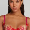Red Lingerie | Sheer Lingerie>Agent Provocateur Zuri Plunge Bra Fuchsia/Red/Gold