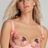 Red Lingerie | Plunge Bras>Agent Provocateur Zuri Plunge Bra Pink/Red/Sand