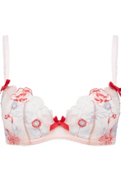 Red Lingerie | Plunge Bras>Agent Provocateur Zuri Plunge Bra Red/Blue/Sand
