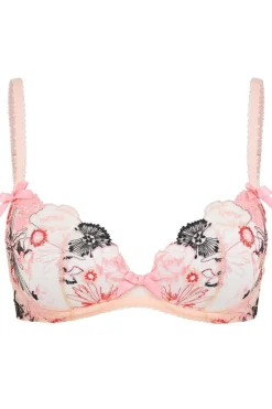 Red Lingerie | Plunge Bras>Agent Provocateur Zuri Plunge Bra Pink/Red/Sand