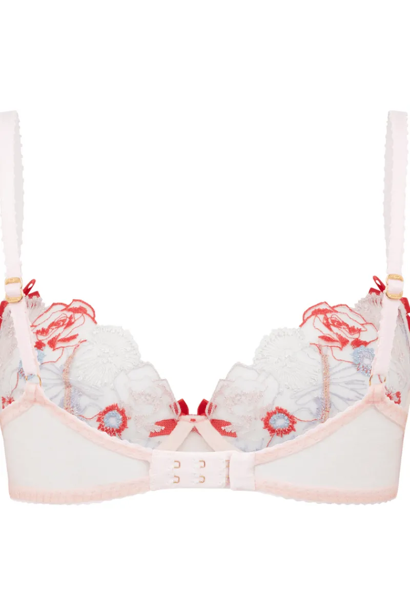 Red Lingerie | Plunge Bras>Agent Provocateur Zuri Plunge Bra Red/Blue/Sand