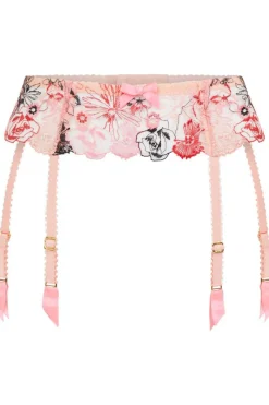 Red Lingerie | Suspender Belts>Agent Provocateur Zuri Suspender Pink/Red/Sand